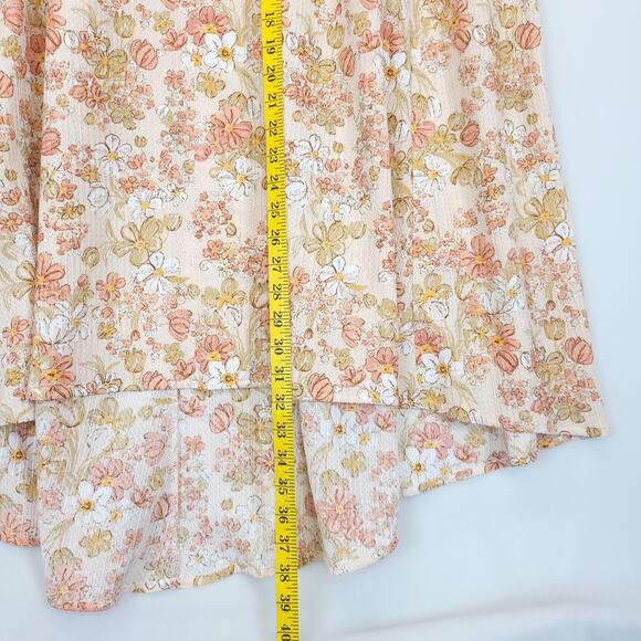 Cato High Low 2 Pcs Dress Ruffle Top Women 22 / 24 Peach Floral Boho Beachy - Picture 6 of 14